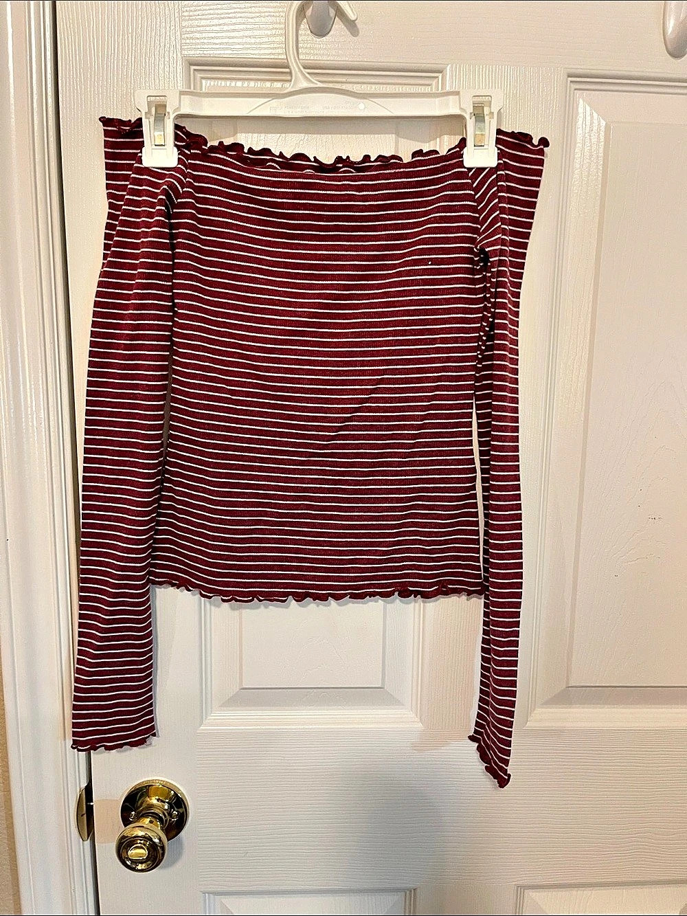 Hollister Striped Long Sleeve Top in Red & White Size Medium